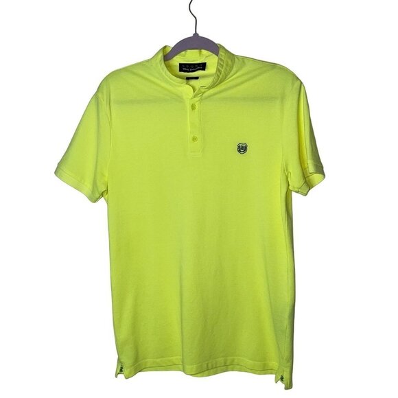 The Kooples Sport Mens Golf Polo Shirt Size Medium Neon Yellow Slim Fit Cotton - Picture 1 of 8